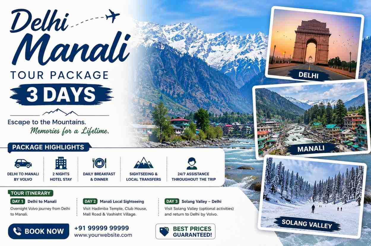 Affordable Delhi Manali Tour Package 3 Days